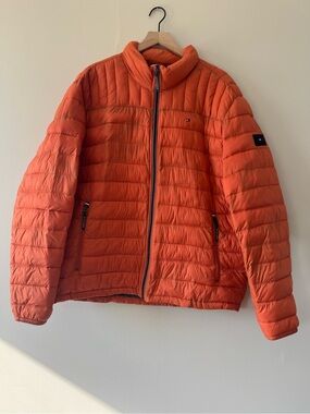 Tommy Hilfiger Men's Lightweight Packable Jacket Orange Zip Up XXL / 2XL Travel